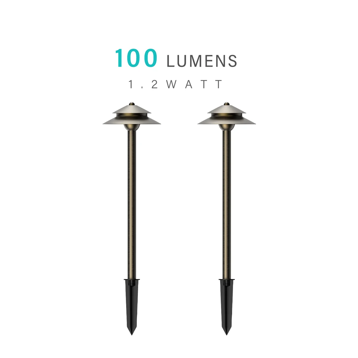 1.2W Brass Low Voltage Path Lights — 2PK