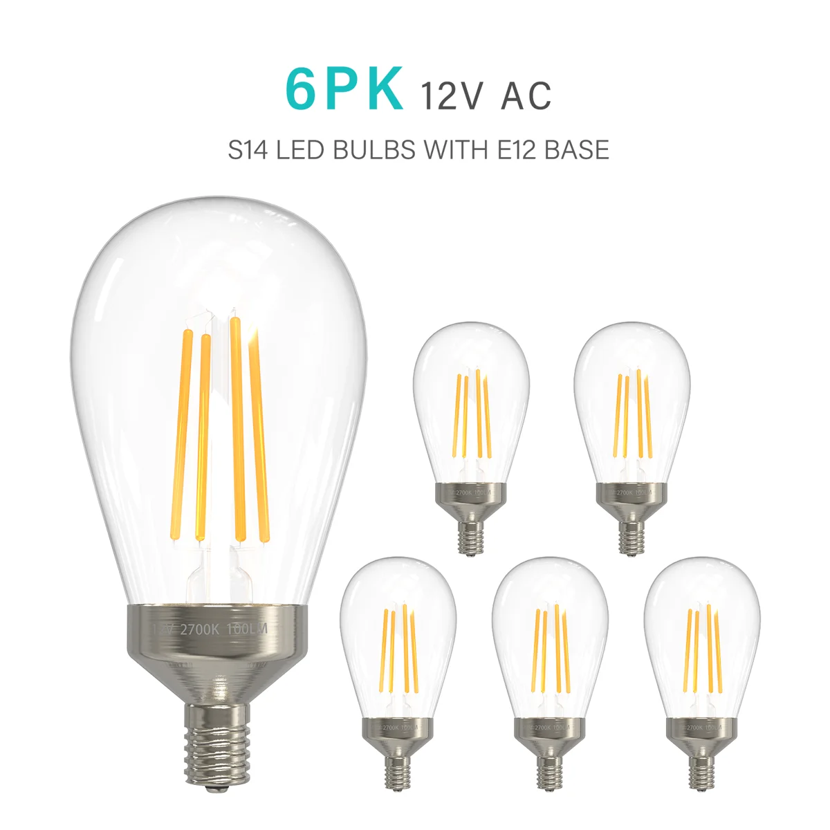Low Voltage LED Bulbs 12V AC 1W LED 100 Lumen 2700K Warm White E12 Base Bulbs for