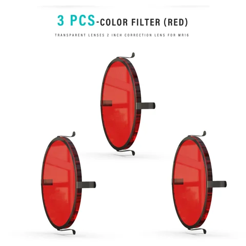 Red Color Lenses with Metal Clip Transparent Glass Filter for MR16 Bulbs Spotlight