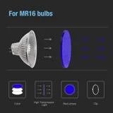 Blue Color Lenses with Metal Clip Transparent Glass Filter for MR16 Bulbs Spotlight